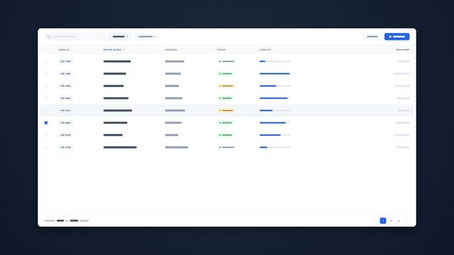 Enterprise Data Table Interface Dashboard Animation