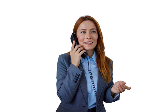 Businesswoman talking on phone discussing communication strategy