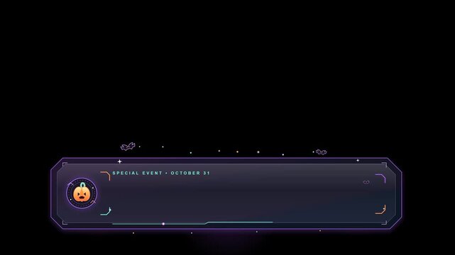 Futuristic Halloween lower third frame HUD overlay graphic for gaming stream pixel art banner special event