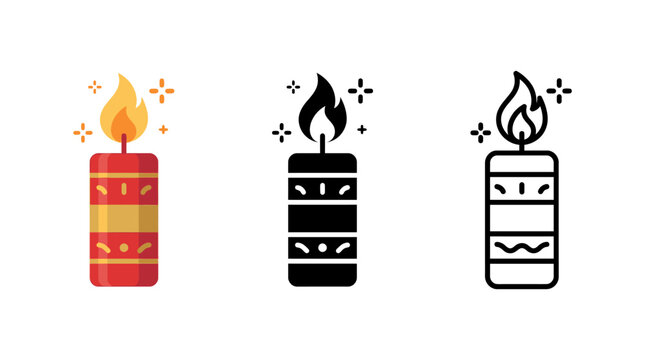 Colorful candle illustrations in vibrant styles for festive and decorative uses