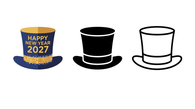 Three stylish hats for celebrating New Year showcasing different designs and colors