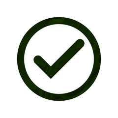 Dark Green Check Mark Approval Circle Paper Texture Symbol © shamim.creative