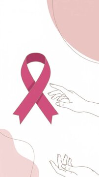 Symbolic Pink Ribbon Artwork Promoting Important Health Awareness Hands Representing Support and Solidarity for a Cause, Fostering Hope and Unity