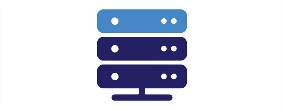 Server infrastructure icon. Data management, digital storage, web servers, network security, and computing. Editable icons for IT projects.