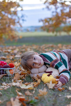 Cute child in the park autumn time
