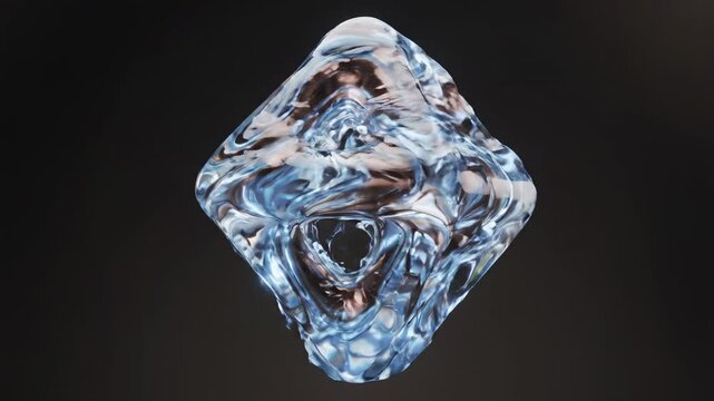 Transparent Geometric Cube Floating in Dark Space