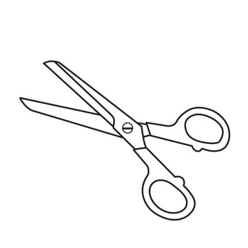 open scissors black outline line art illustration