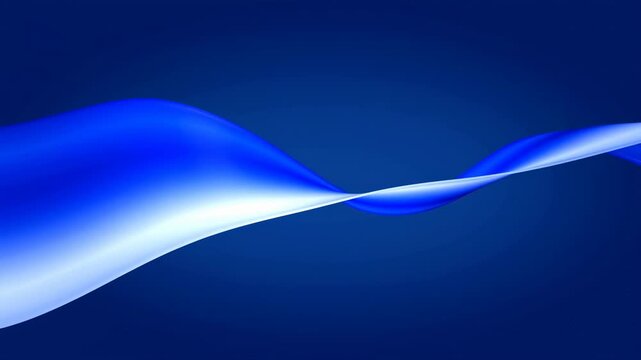 Abstract blue and white waves flow across a dark gradient field. Technology presentation, website header, and broadcast intro.