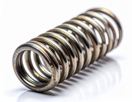 Shiny Metallic Coil Spring Isolated on White.