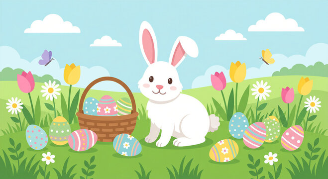 easter bunny and easter eggs