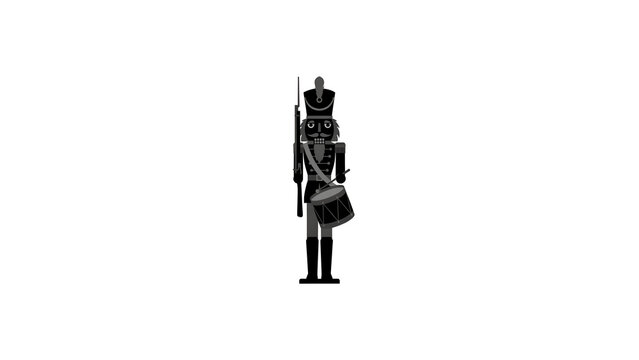 Black silhouette of a toy nutcracker soldier with a drum