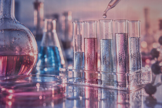 Biomedical Laboratory Research with Pipette and Scientific Samples