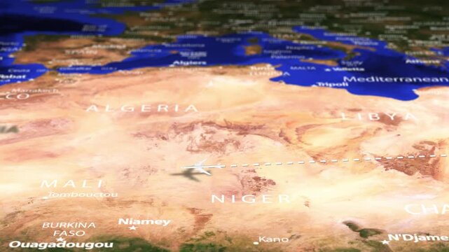 Flight From Riyadh SAUDI ARABIA to Nouakchott MAURITANIA with flag pins