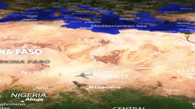 Flight From Riyadh SAUDI ARABIA to Ouagadougou BURKINA FASO with flag pins