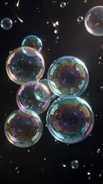 Futuristic 2027 New Year Celebration Featuring Iridescent Soap Bubbles and Sparkling Fireworks