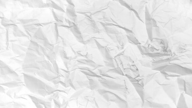 Clean White Crumpled Paper Texture Surface Macro Background Video Animation for Graphic Design Use