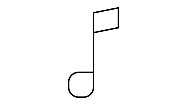 Minimalist Animated Eighth Musical Note Icon Appearing and Disappearing on Clean White Background