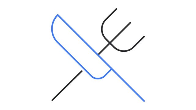 Minimalist Linear Animation Showing A Crossed Fork And Knife Symbolizing Dining Or Restaurant Service