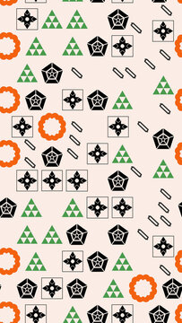 Geometric pattern with triangles, pentagons, and crosses