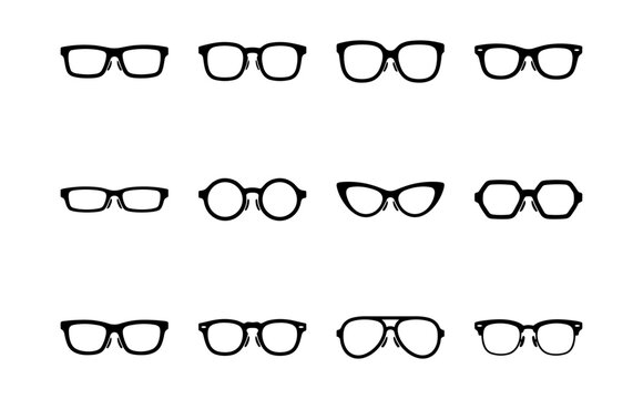 Collection of modern eyeglass and sunglasses vector icons for web design, marketing, business, and fashion industry visuals