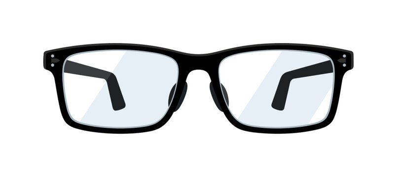 Business eyewear vector illustration of modern black frame clear lenses optical glasses for professional style and vision correction
