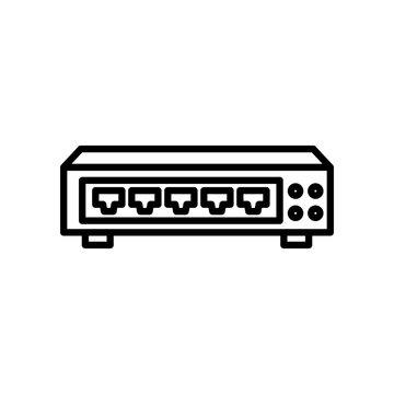 Network switch with ethernet ports line icon for networking hardware or LAN connection vector illustration