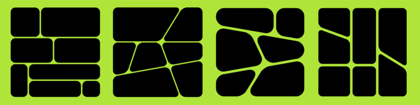 Lime Bento Grid Collection, Modular Mosaic Frames for Photo Collage Moodboard UI and Presentation Design