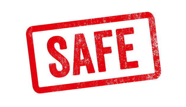 A red stamp on a white background - Safe