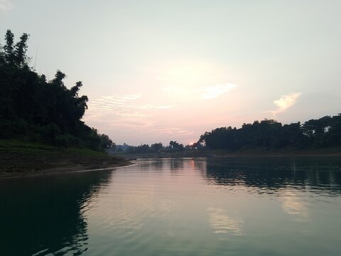 sunset over lake