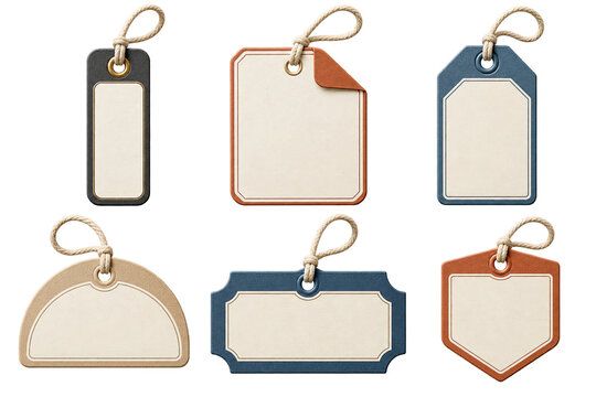 Set of Various Blank Paper Tags and Labels