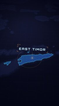 Digital map interface highlighting East Timor as a travel destination and geographic location.
