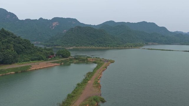 Scenic aerial view of pagoda zoe mascot in vietnam