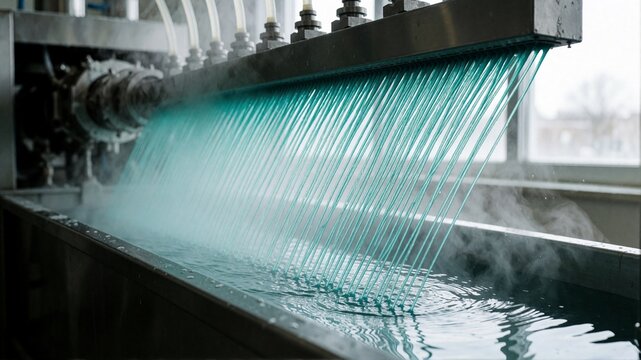 Industrial production of synthetic turquoise fibers
