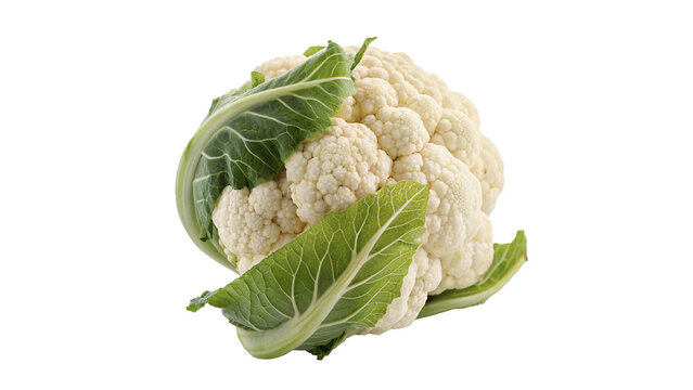 Fresh raw white cauliflower head vegetable bunch isolated on white background