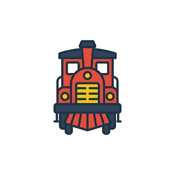 Vintage Steam Locomotive Train Engine Front View Illustration