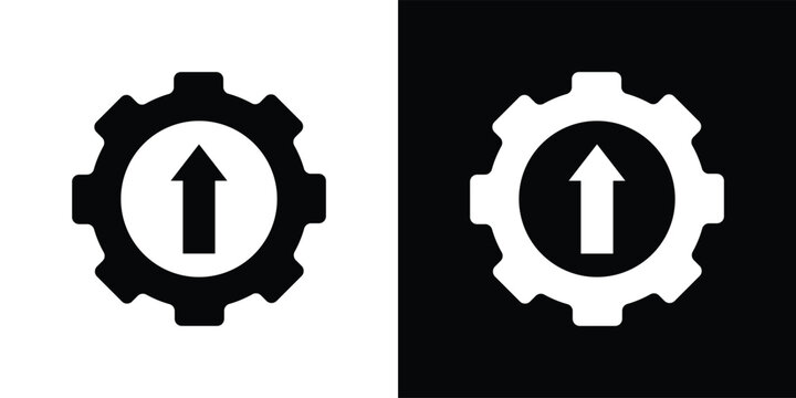 Upgrade gear icon set. System update symbols. Arrow improvement rise and process boost signs. progress growth icons collection