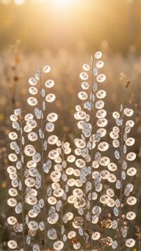 Honorable Money Plant Silicles Backlit by Warm Sunlight