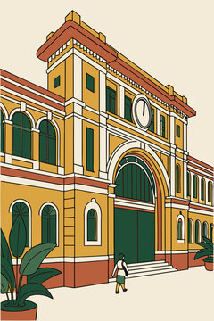 Historic colonial architecture landmark in vibrant ho chi minh city featuring elegant facade urban heritage tourism culture and travel destination generated ai