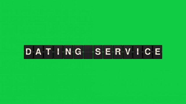 Dating service split flap display board green screen seamless loop