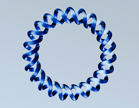 A blue double helix forms a complete circle