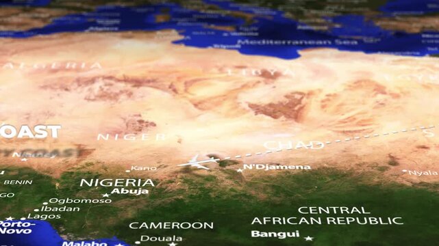 Flight From Riyadh SAUDI ARABIA to Yamoussoukro IVORY COAST with flag pins