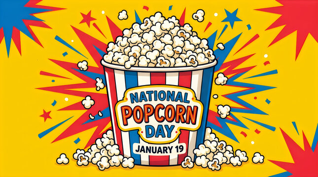 National popcorn day celebration with popcorn and stars