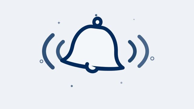 Blue notification bell icon set with motion lines