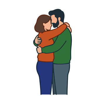 Affectionate young man and woman hugging each other tightly, symbolizing love, care, and relationship support