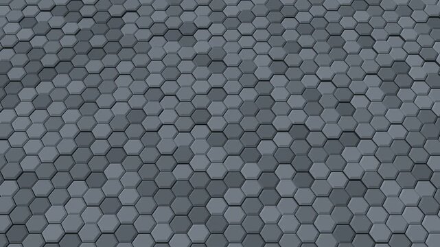 Abstract Gray 3D Hexagonal Tiles Forming a Honeycomb Surface