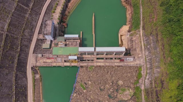 Hydroelectric dam generating power on gam river in vietnam
