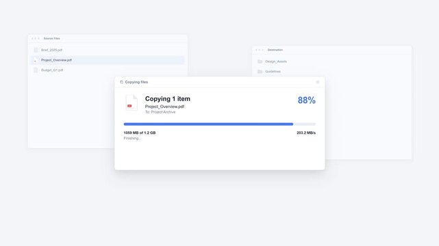 Realistic File Copy Progress Dialog Animation