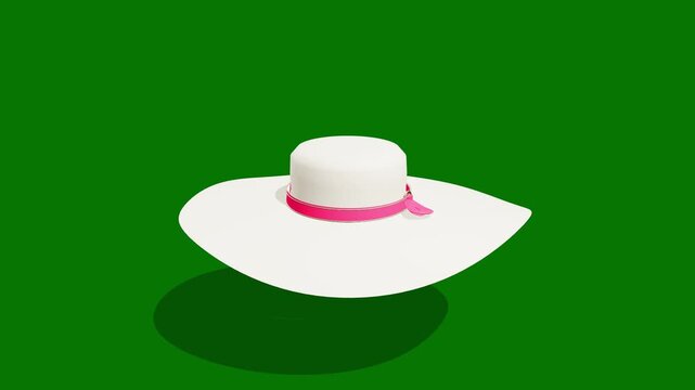 Flat animation of an orange summer hat on a green screen background.