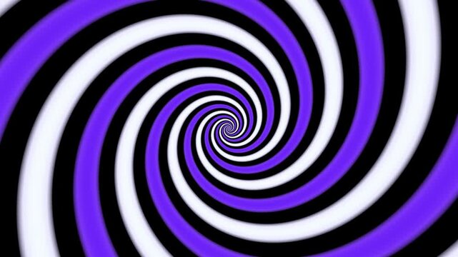 Seamless Hypnotic Purple White and Black Spiral Rotating into a Vortex