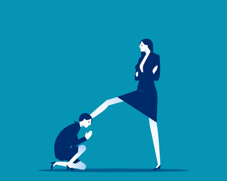 Bullying or oppression. Boss step on Businesswoman